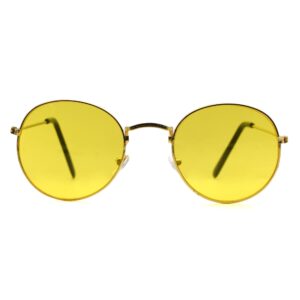 Ocnik Golden yellow round metal sunglass 001